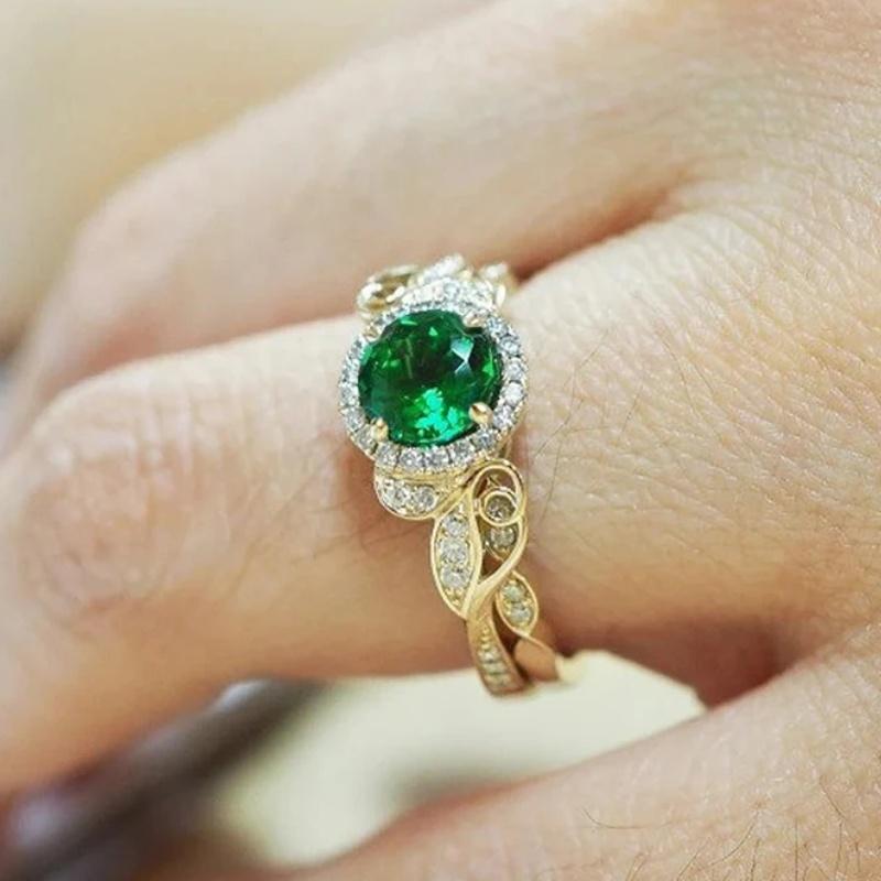 

CAOSHI Eternity Engagement Women s Set Rings Bright Green Cubic Zirconia Novel Leaf Design Wedding Accessories Statement Zircon 10
