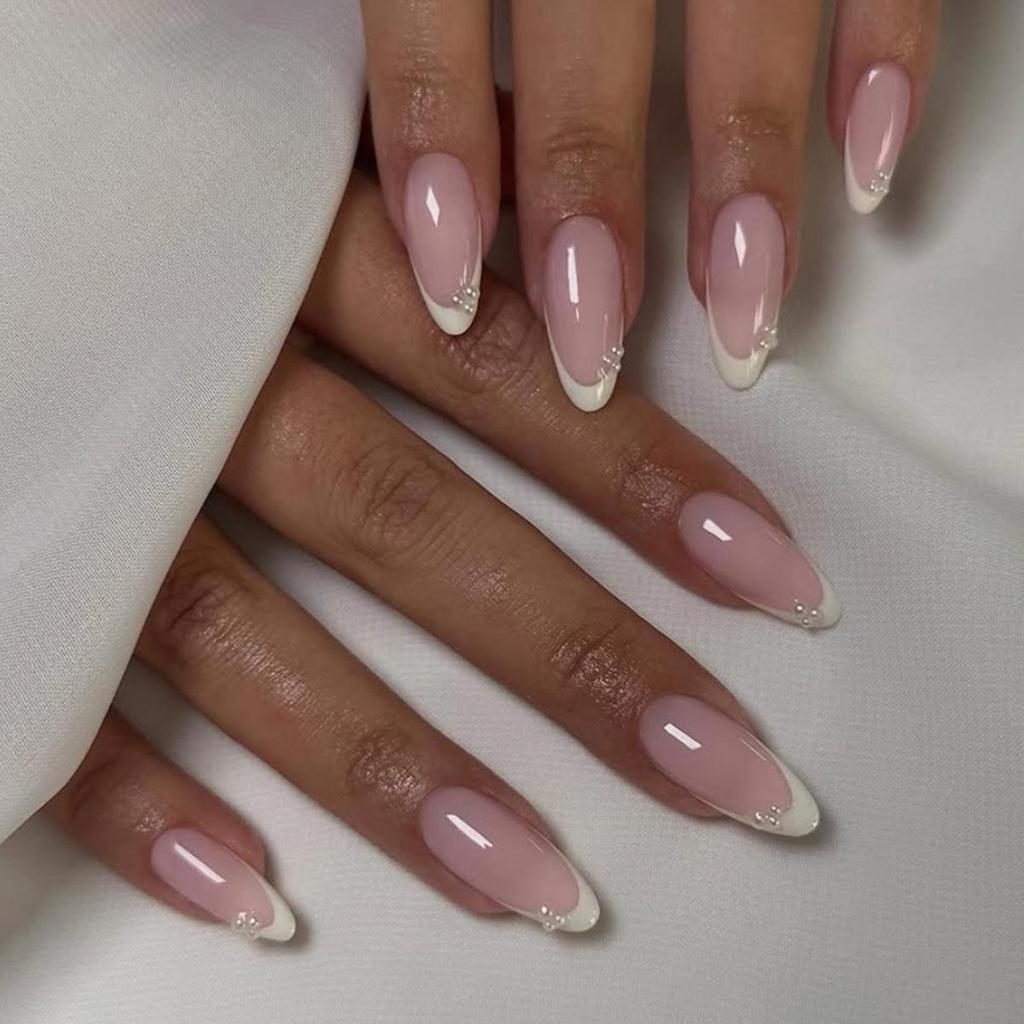High-End French Almond Press-On Nails - Medium-Long, Stylish & Elegant
