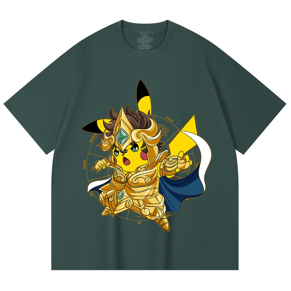 230 Gsm 100% Cotton Pokemon V25 Pikachu Leo Print Unisex Heavy Cotton T Shirt