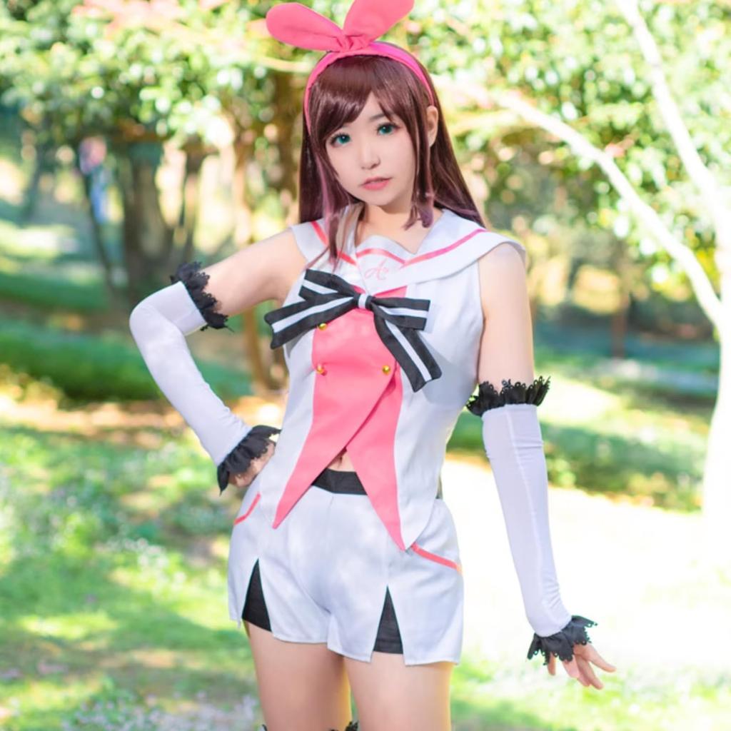 [Milky Time] Kizuna AI Cosplay Halloween VTuber Initial Costume with Wig (L)
