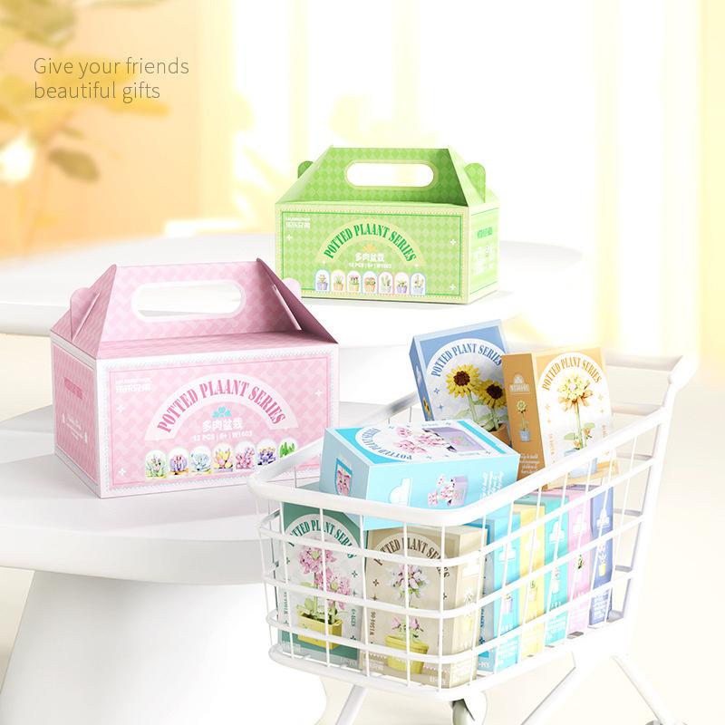 Flower Succulent Potted Model Building Block Diy Eternal Bouquet Home Desk Plant Decor Brick Girl Gift Children Toy