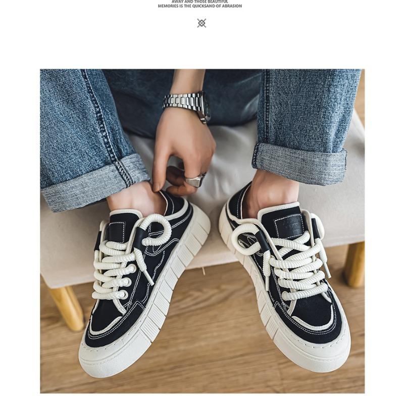 Herren Schwarze Weiße Klobige Canvas-Sneaker Doppelt tragbar Rutschfeste Lässige Skate-Schuhe
