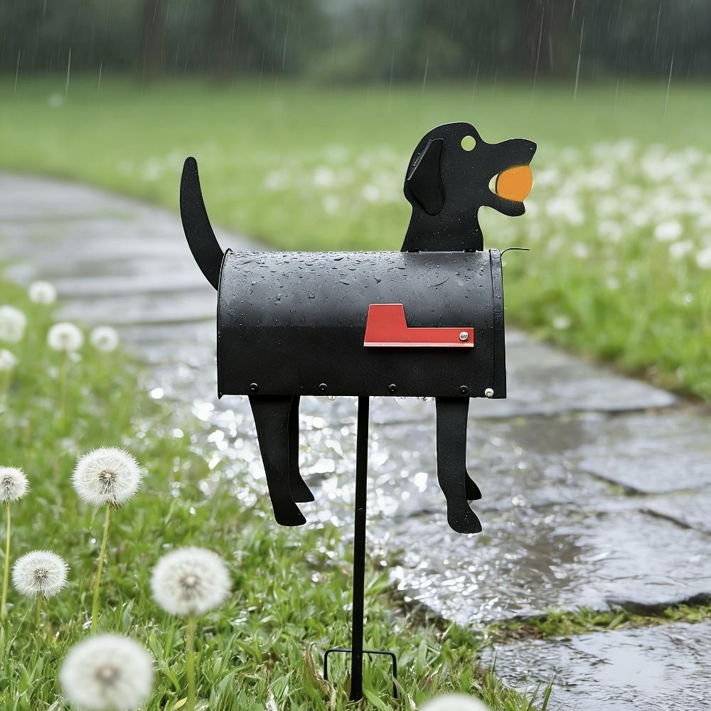 Niedliche Dackel-Briefkasten-Gartenspieß-Dekoration Bauernhaus-Briefkasten Entzückender Hundewelpen-förmiger Briefkasten Außendekoration Briefkasten