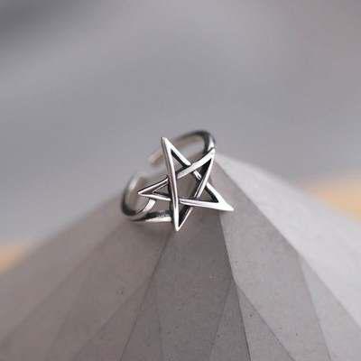 Exaggerated Personality Silver Color David Star Rings For Women Wedding Jewelry Adjustable Antique Finger Ring Anillos