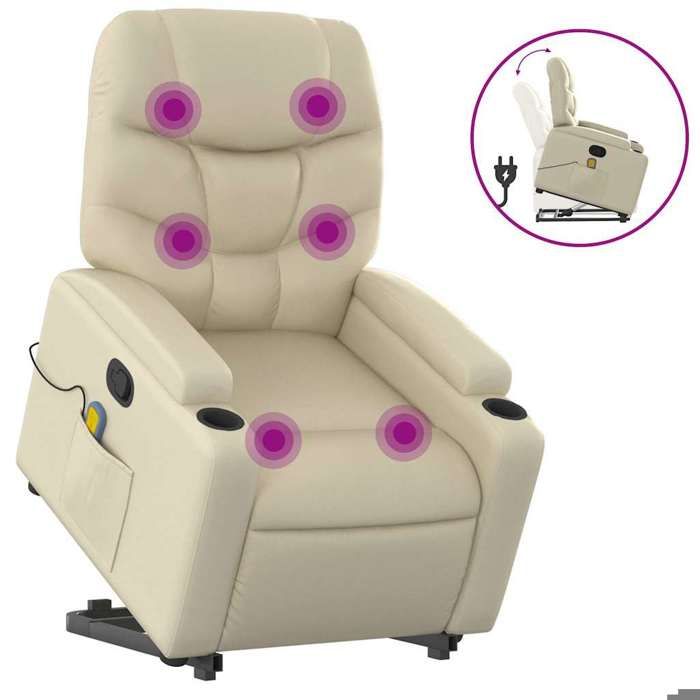 VidaXL Fauteuil inclinable de massage Crème Similicuir 3204666