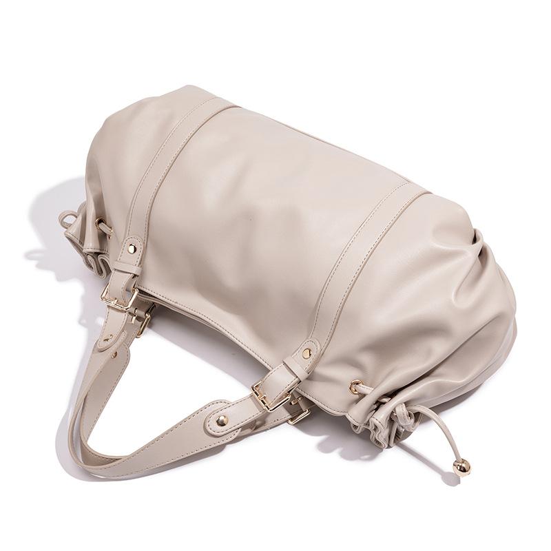 Borsa a Tote di Lusso Vintage Popolare da Donna in Morbido PU Monocolore Grande Capacità Essenziale Quotidiana Casual Borsa a Spalla