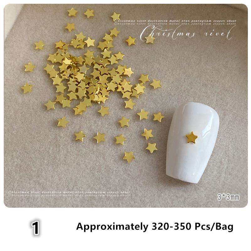 3D Alloy Five-Pointed-Star Gold Silver Diamond Nail Decoration Luxury Manicure Accessories Hollow Star Nail Art Art Rivet Charms