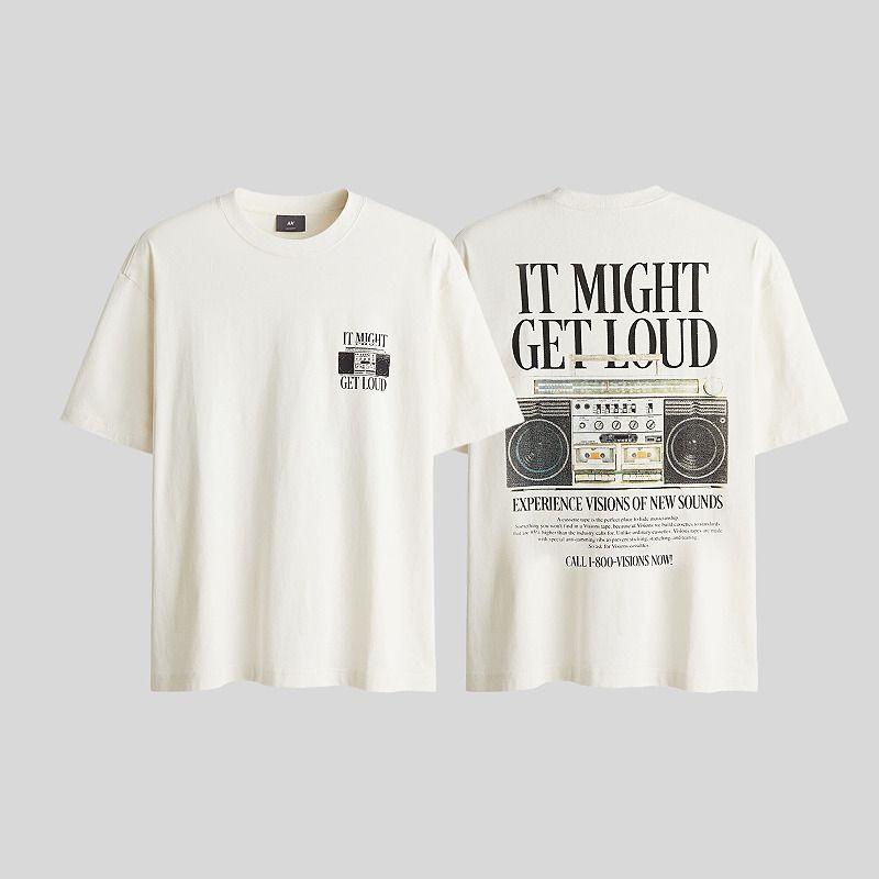 

HM Men s and Women s T-shirt 2025 Autumn New Arrival Casual Casual Loose American Printed Short-Sleeved Top 1034065 Cream/It Might Get Loud 170/92(S)