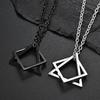 Triangle Square Necklace For Men Hip Hop Style Copper Color Geometric Pendant Stainless Steel Chain Trendy Couple Jewelry Gifts