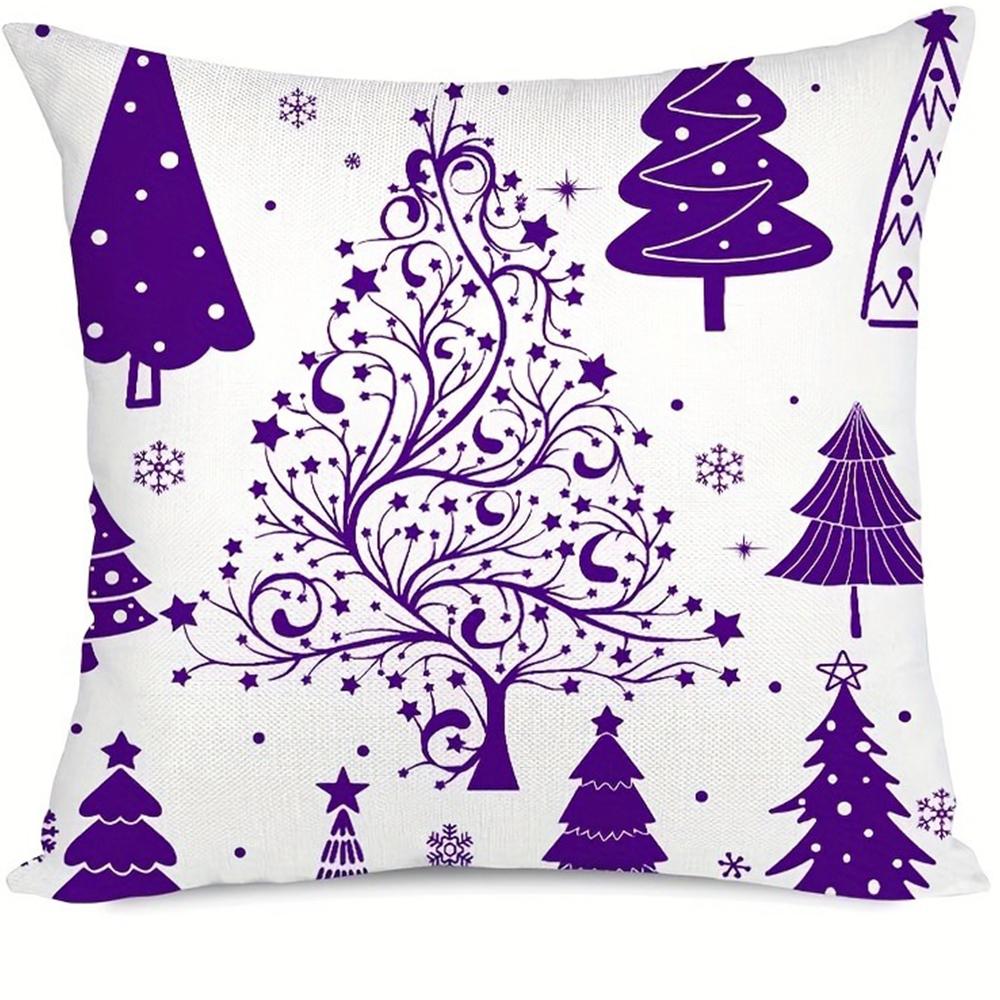 

Фиолетовая наволочка с рождественской тематикой для украшения дома, праздника, вечеринки, подходит для комнаты, гостиной, дивана, наволочки 40x40cm