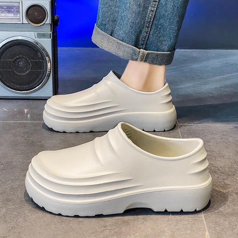 

Baotou slippers men s summer non-slip, oil-proof thick-soled black waterproof men s shoes for outer wear 45 [suitable for 44-45] хакі