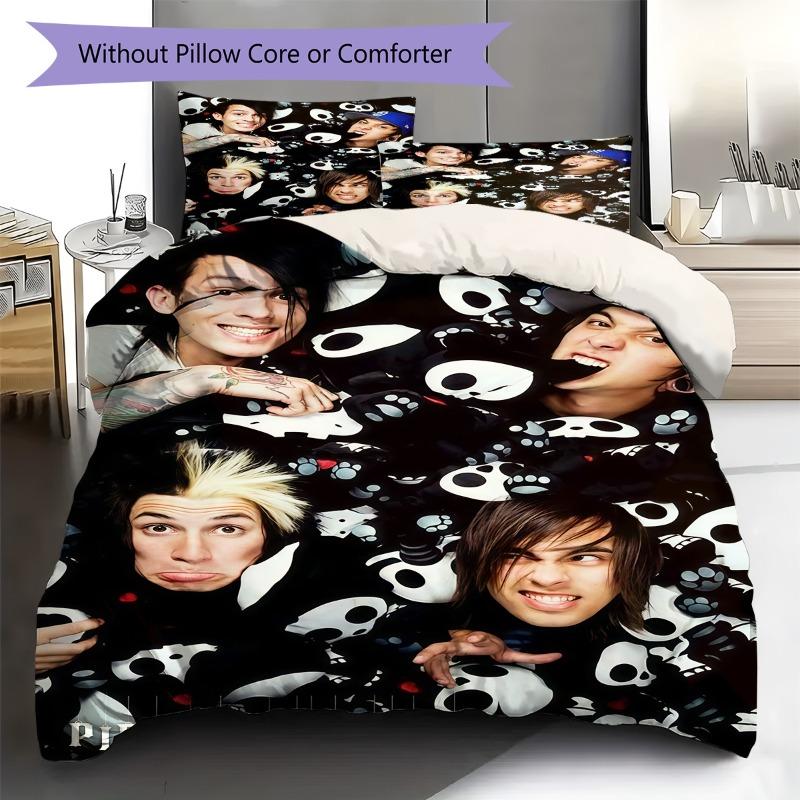 Pierce The Veil Rock Band Skull Print 3 Pieces Duvet Cover Set Music Fan Bedding Set Bedroom Home Decor Without Pillow Core Comforter