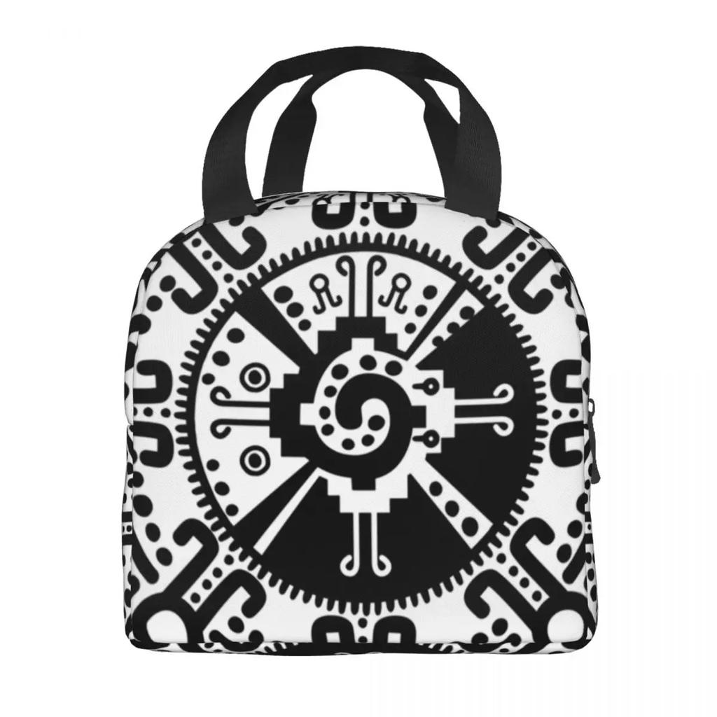 Hunab Ku Mayan Symbol Insulated Lunch Bags for Women Portable Thermal Cooler Food Lunch Box Outdoor Camping Travel