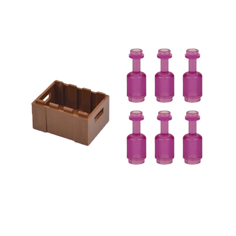 MOC City Building Blocks Character Scene Creative Accessories Mini Brick Color Wine Bottle Reagent Bottle Set Box Toy Gift X007
