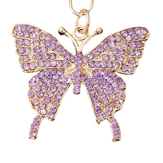 Sparkling Rhinestone Butterfly Keychain Women Girls Car Key Ring Holder Backpack Pendant Purse Bag Charm Decoration Accessories
