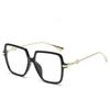 Fashion Oversized Square Eyewear Retro Womens Light Bloking Metal Frame Glasses Trend Optical Computer Eyeglasses