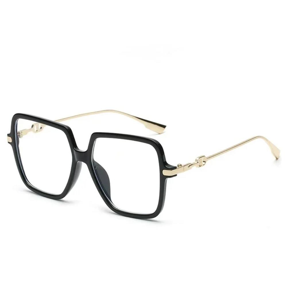 Fashion Oversized Square Eyewear Retro Womens Light Bloking Metal Frame Glasses Trend Optical Computer Eyeglasses