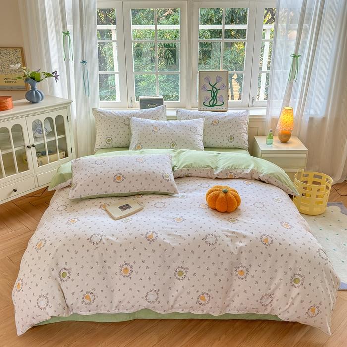 3pc 100% Cotton Duvet Cover Set,no fill,Elegant Floral Soft Breathable And Skin-friendly, Single Queen Size for Bedding Set
