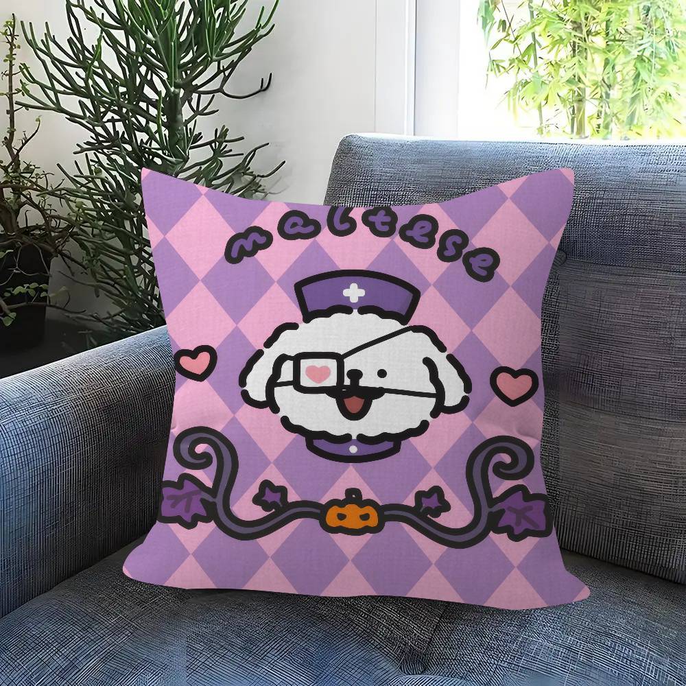 Cartoon Line Dog Pillow Gift Home Office Decoration Bedroom Sofa Car Cushion Cover Case 45X45