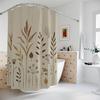 Natürlicher Minimalistischer Boho-Duschvorhang – Erdige Gräser & Wildblumen Auf Beige, Klare Luftige Komposition