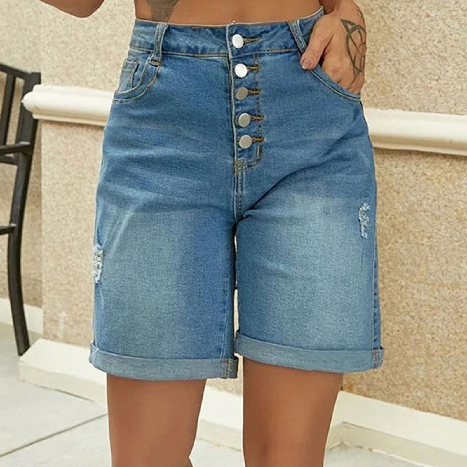 

Ladies Casual Versatile Fashionable Denim Shorts L синий