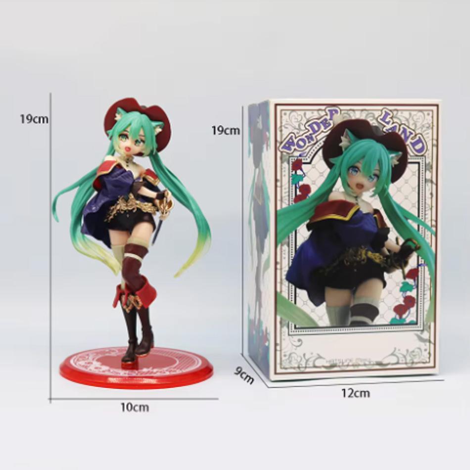 Figurka Anime Hatsune Miku 'Kot w Butach' Kraina Czarów Biurko Biurko Pluszowa Lalka Uroczy Model Dziewczyny Zabawka Prezent