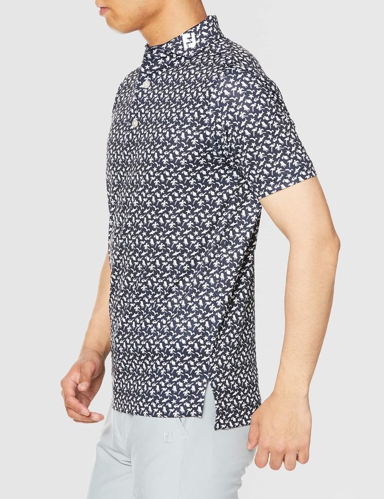 FootJoy Modern Classic Beach Print Short Sleeve Shirt, Navy, Men's XL (80443-XL)
