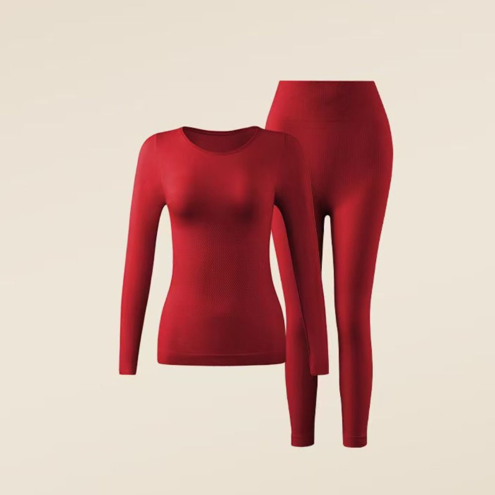 Round Neck Thermal Clothes Set Lingerie Warmth Long Underwear Women Thermal Underwear  Undershirt