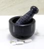 KLEO 3" Diameter Black Natural Stone Mortar and Pestle Set for Spices, Medicine, Pills, Grinder, and Masher - Small Size