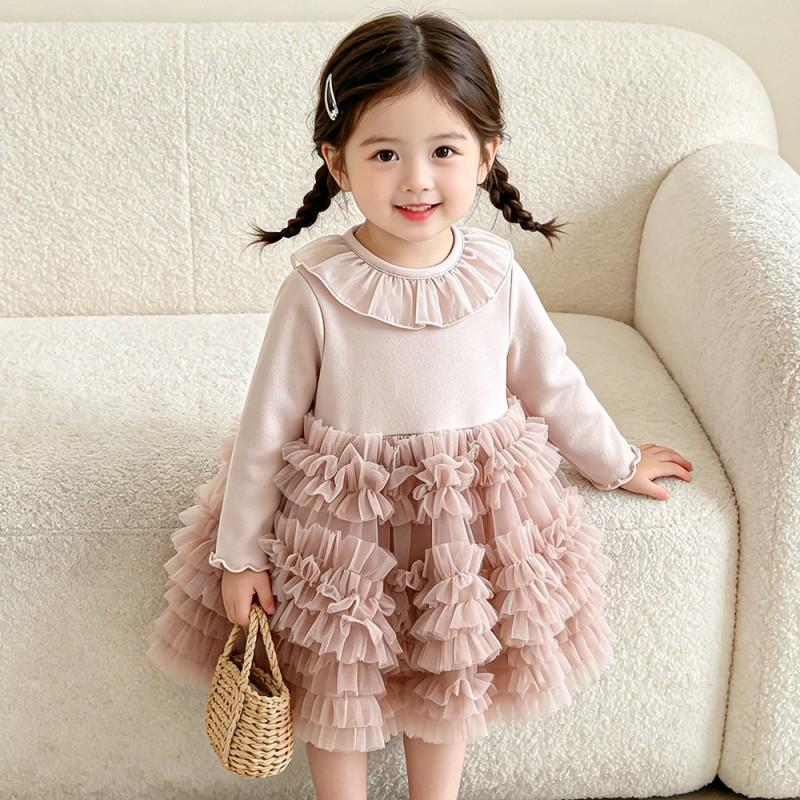 Baby Girls Princess Dress 2026 Solid Color Ruffle Cake Tutu Toddler