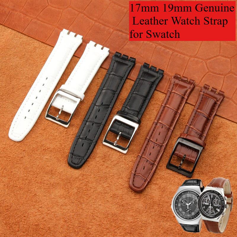 17mm 19mm Äkta Läder Klockarmband för Swatch YCS YAS YGS Armband Spänne Armband Män Sport Vattentätt Klockarmband