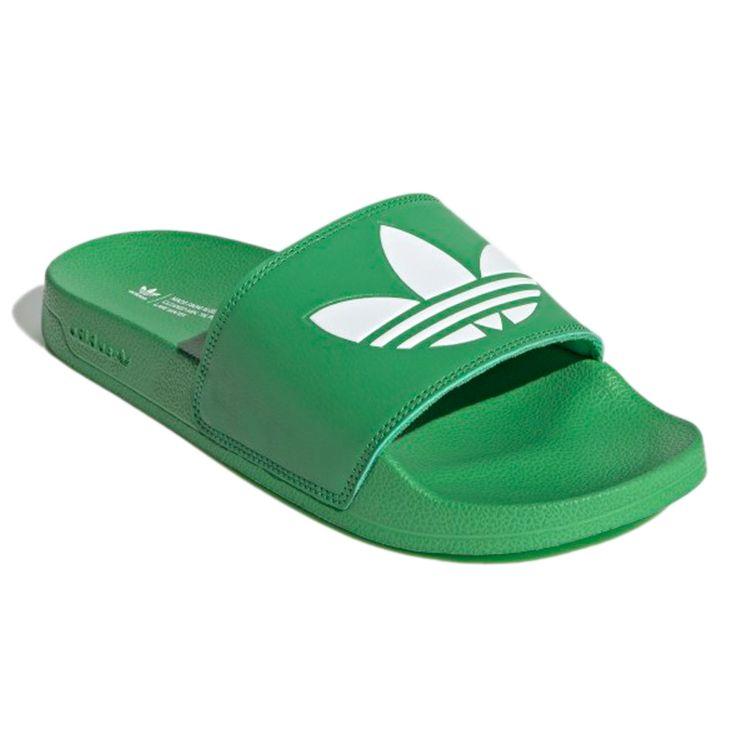 Adidas Originals Adilette Bequeme Lässige Schnelltrocknende Pantoletten Unisex Schuhe Grün Weiß FX5909