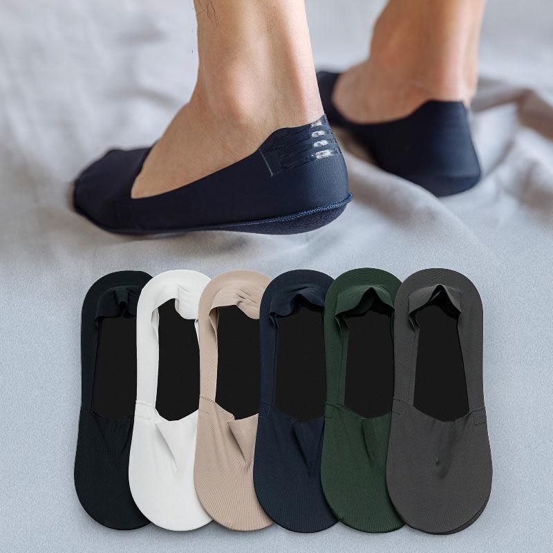 Men Summer Invisible Boat Socks Non-slip Ice Seamless Silicone Shallow Ankle Low Cut Short No Show Sock