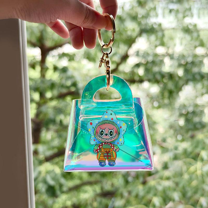Labubu New Ins Girl Transparent Laser Change Bag Student Mini Coin Key Chain Bag