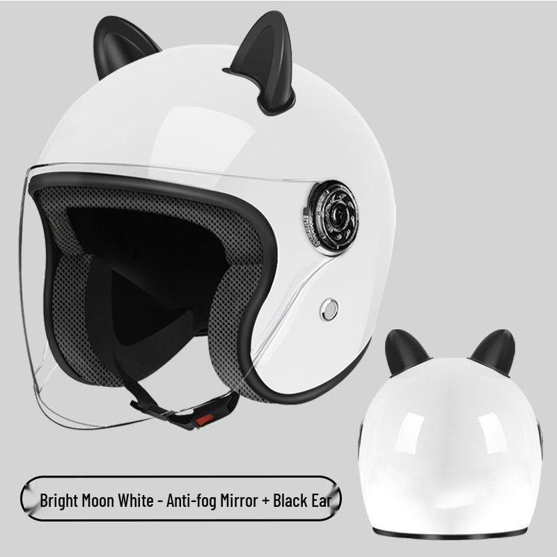 Unisex All-Season Electric Vehicle Helmet with Sun Protection – Stylish New Model Black Cat Ear