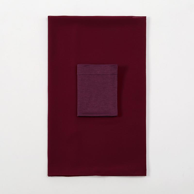 2Pcs Chiffon Hijab With Matching Undercap Set Women Plain Shawl Jersey Inner Modal Caps Muslim Headband Two-Piece Scarf Set