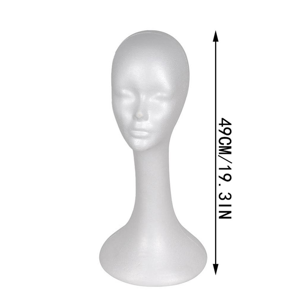 Head Model Abstract Long Neck Foam Female Mannequin Wig Hat Glasses Display Stand Model For Business Manikin White