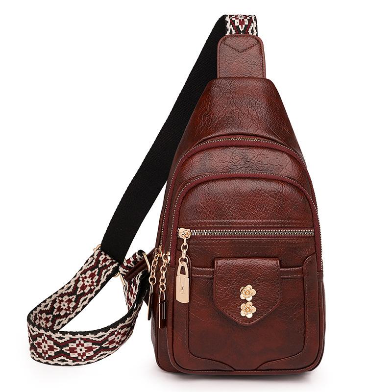 

Женская нагрудная сумка, винтажная сумка через плечо из ПУ, многофункциональная сумка через плечо красный