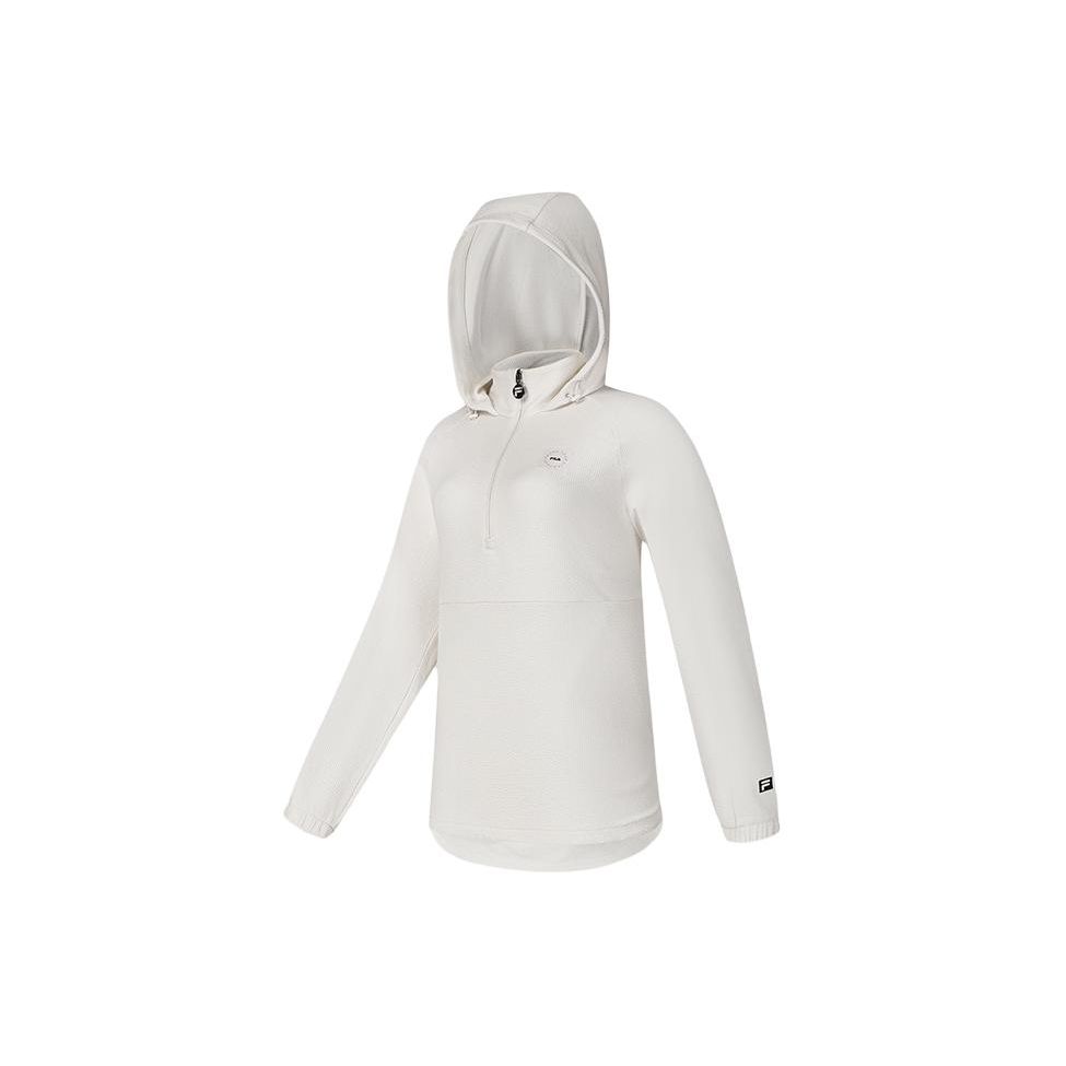 Fila Fitness Series Solid Color Hooded Pullover Sweatshirt Women Sweatshirt Pebble-Gray A11W411201F-GY