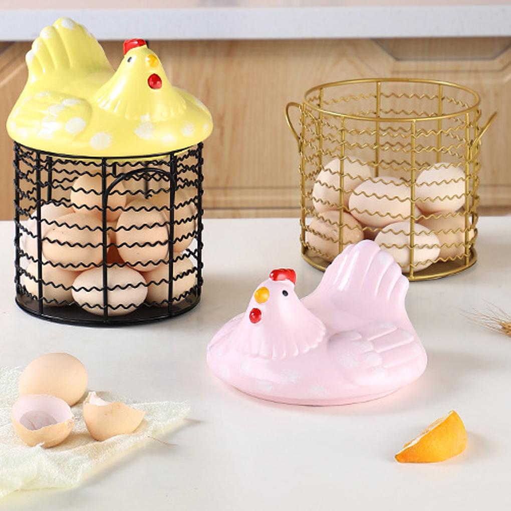 Vintage Wire Egg Storage Basket Chicken Shape Fruit Organizer For Kitchen Organization Fruit Basket
