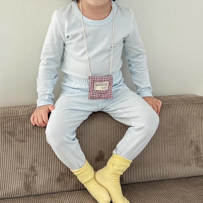 Kids' Lightweight Cotton Underwear Set - Autumn/Winter Pajamas for Elementary Students