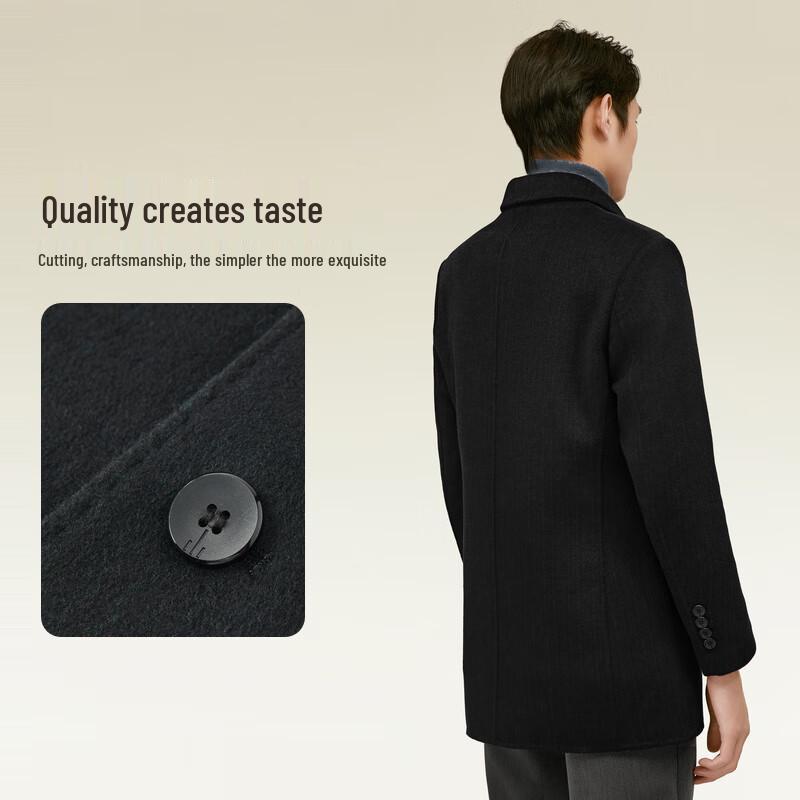 Hodo Men's Thickened Wool Blend Mid-Length Overcoat