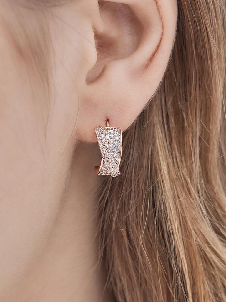 [ELLE Jewelry] 14K GF Bold Rhinestone One-Touch Ring Earrings ELGPEE535