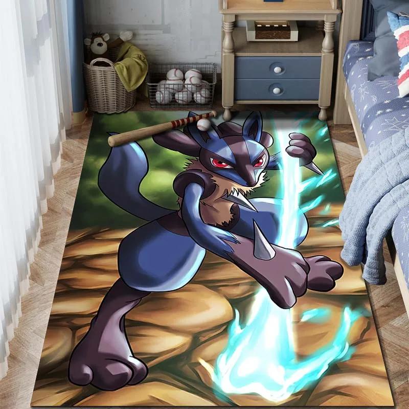 

Ковер с принтом Pokémon Lucario для гостиной, спальни, декора дивана, игровая коврик для детей, домашний ковер, нескользящий мультяшный коврик для пола 40x60cm (16x24in)
