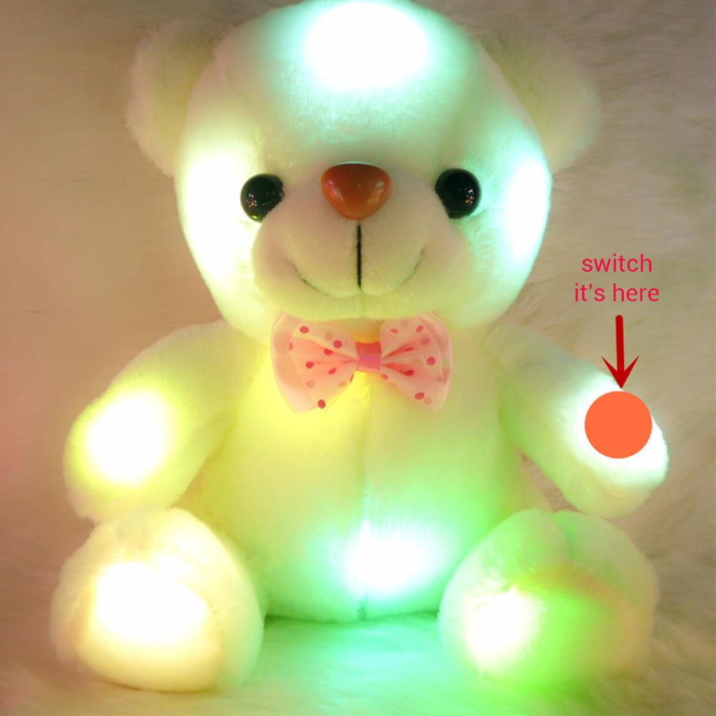 Colorful Glowing Bear Plush Toy Romantic Gift Luminous Stuffed Animal