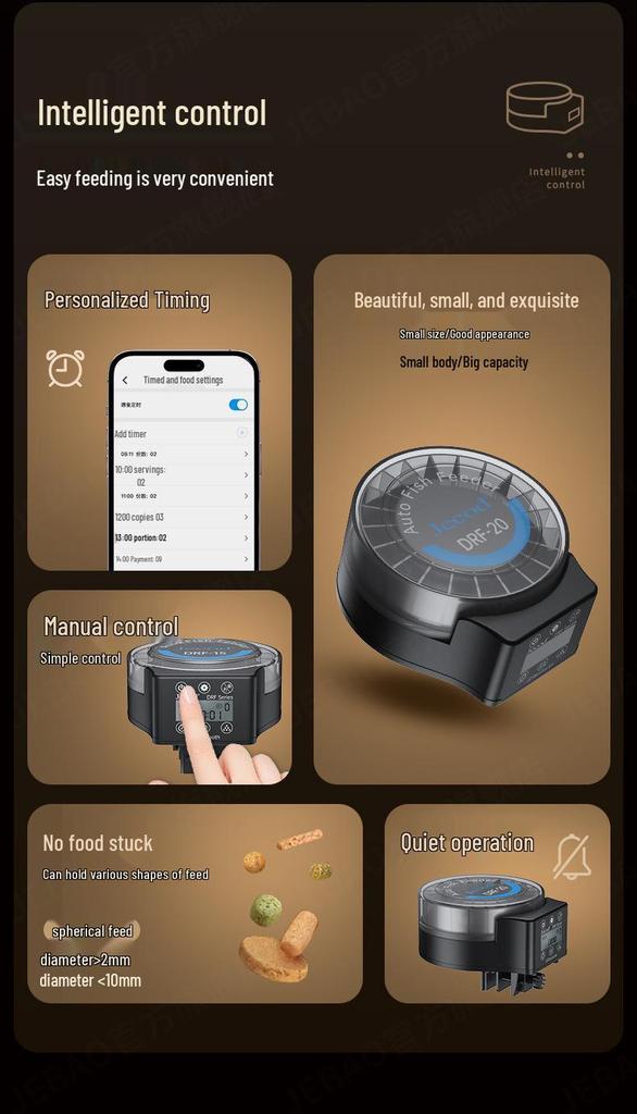 Mangiatoia Automatica Bluetooth Jiebao per Pesci, Tartarughe e Uccelli