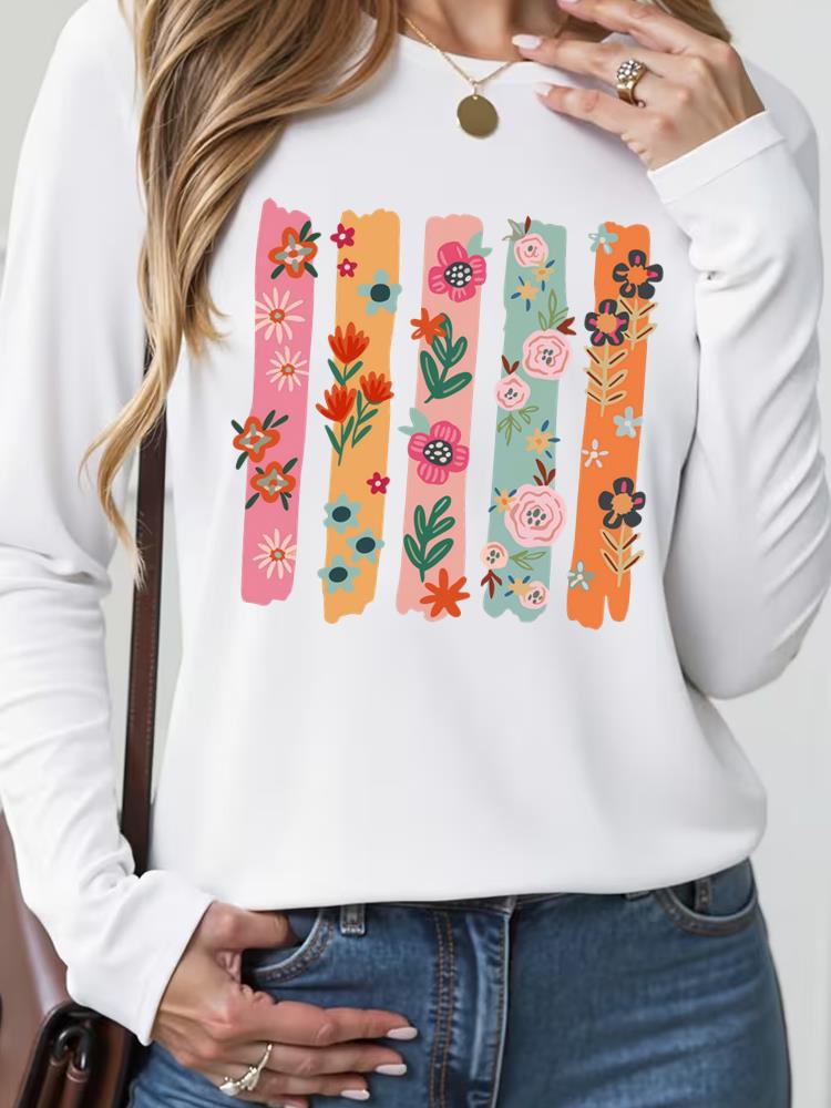 

(Asian Size) leopard trend cute Casual Fashion Print T Shirt Tee Women Clothing autumn winter spring Top o-neck Graphic Long Sleeve T-shirts S