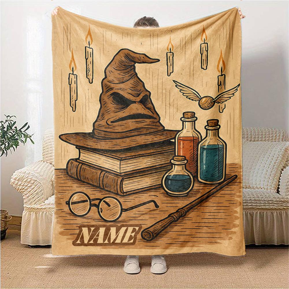 Custom Name Slytherin Pride Honor Blanket for Couch & Bed, Plush Cozy Fuzzy Blanket Super Soft & Warm Blankets for Fall and Winter. 090866