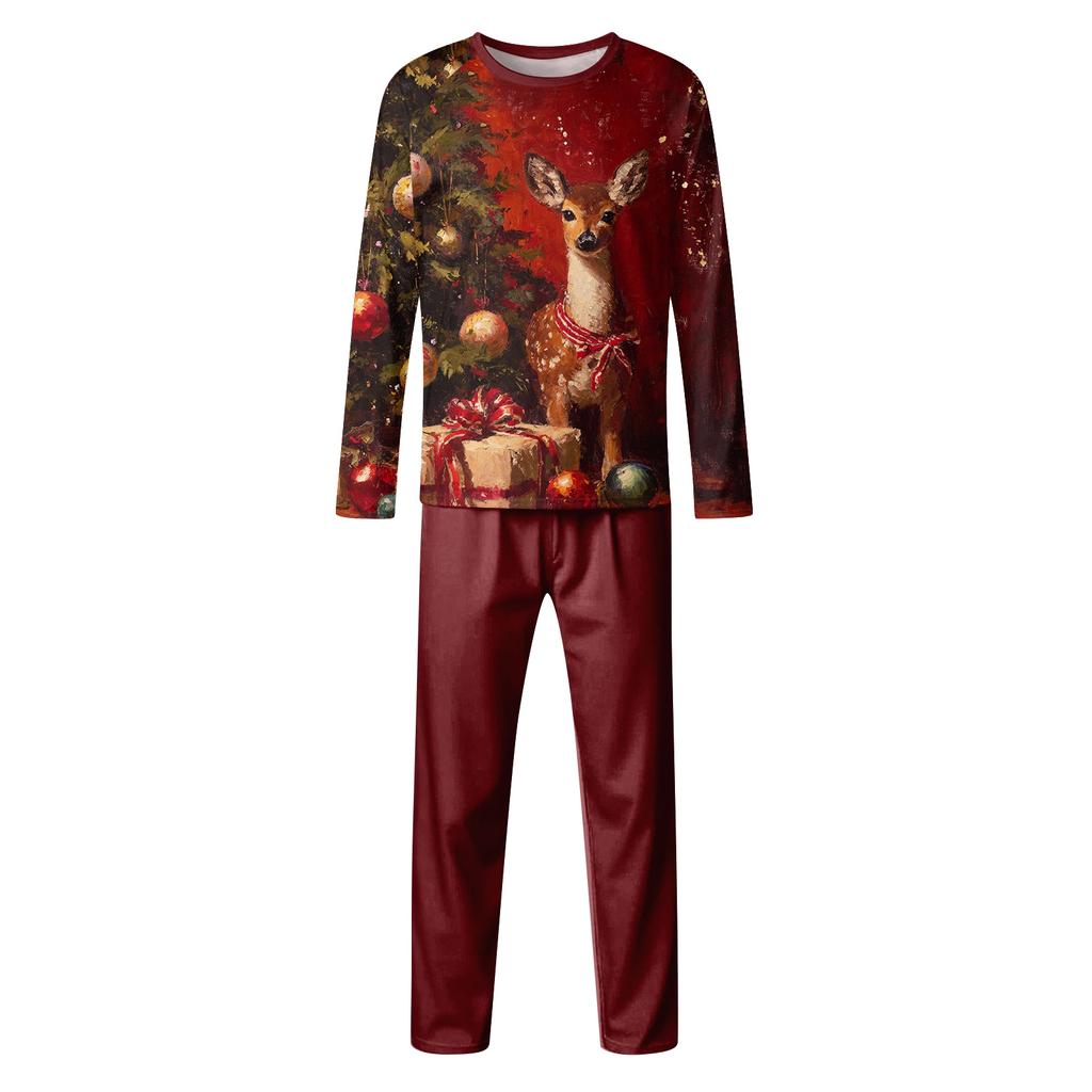 Family Casual Comfortable Long Sleeved Long Pants Christmas Printed Parent-child Set