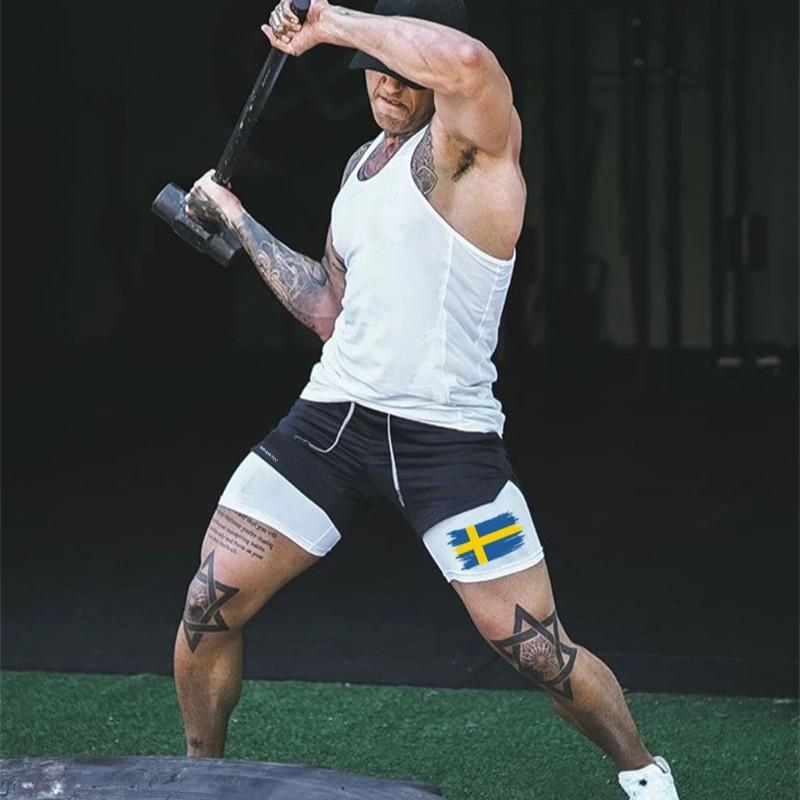 Sweden Flag Camouflage Muay Thai Kick Boxing Shorts Men Women Unisex Casual Sportswear Double Layer Quick Dry Training Sport Gym Fitness Workout